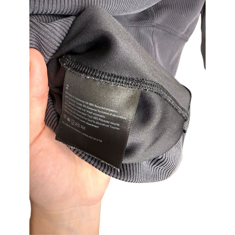 Lululemon Ribbed Softstreme Perfectly Oversized Cropped Crew Black Size 2 - Picture 7 of 7